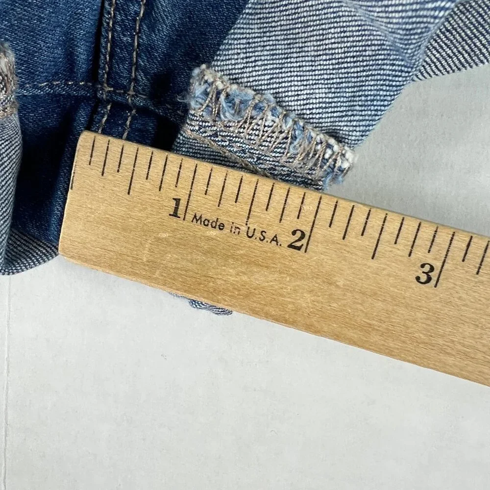 American Eagle Shorts Women 27* Curvy Hi Rise Blue Distressed Cuffed Denim Tag 4